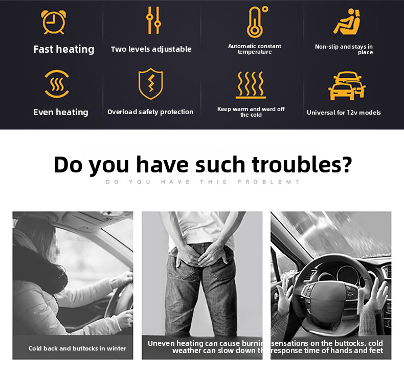 Cuscino riscaldato elettrico invernale per auto, sedile singolo da 12 V_voghion.com