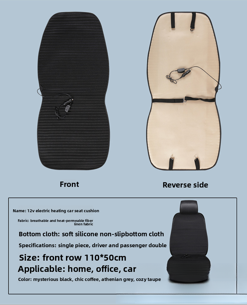 Cuscino riscaldato elettrico invernale per auto, sedile singolo da 12 V_voghion.com