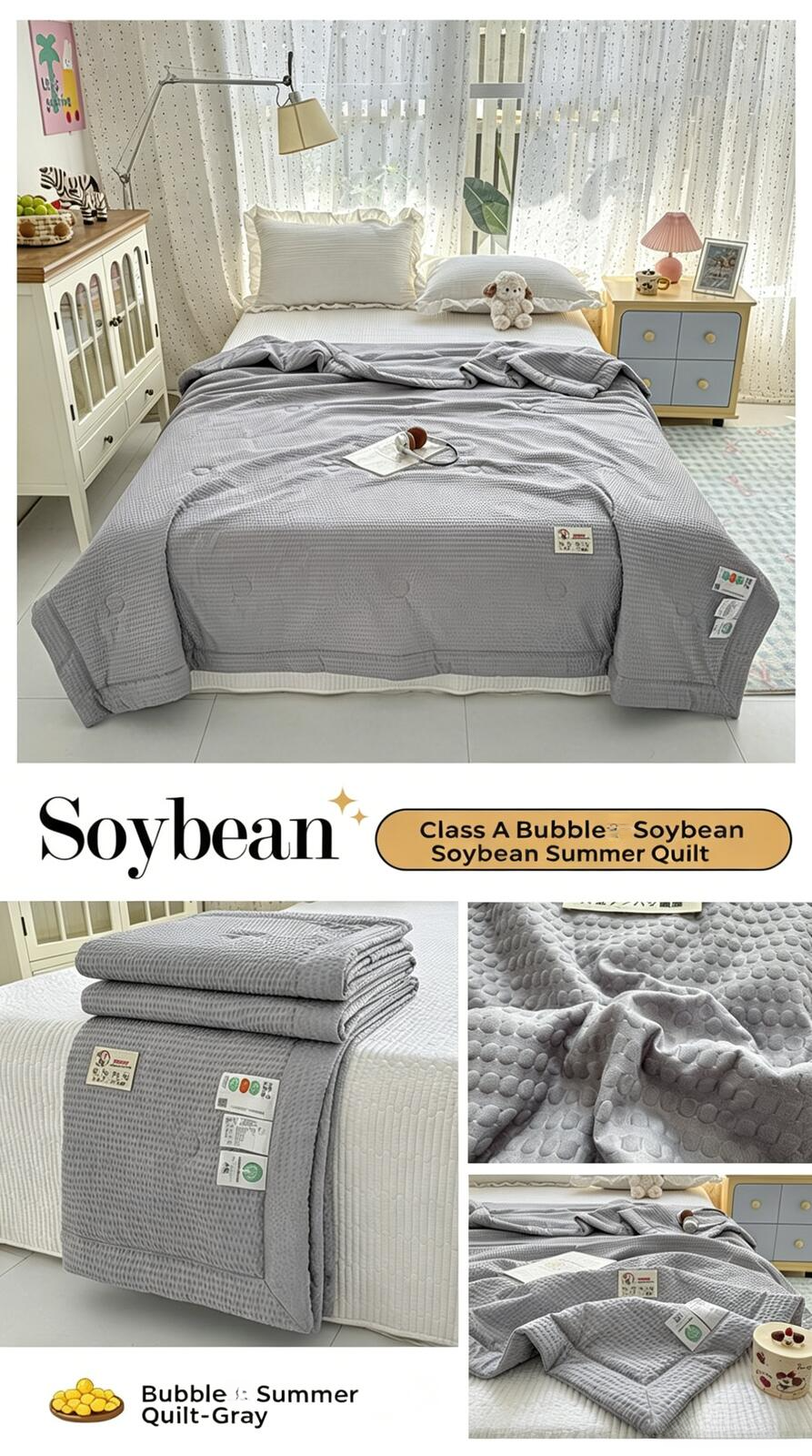 Class A Soybean Cooling Summer Quilt For Single And Double Beds_voghion.com