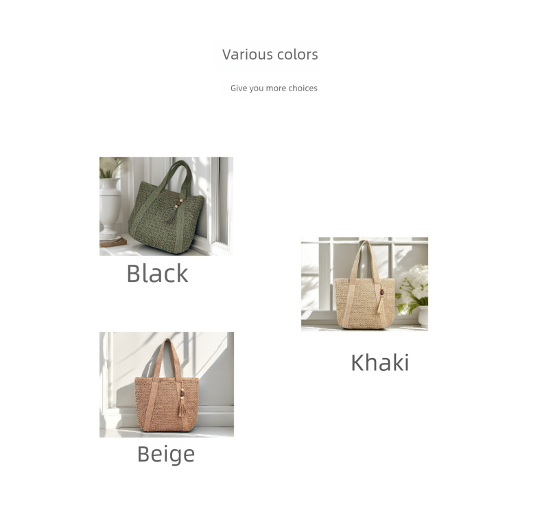 Modische gewebte Strandtasche, Sommer-Webtasche, Handtasche mit Tragetasche, gewebte Damentasche, Handtasche_voghion.com