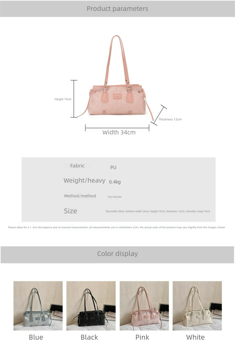 Retro Matte Shoulder Bag For Women Large Capacity Handbag Stylish_voghion.com