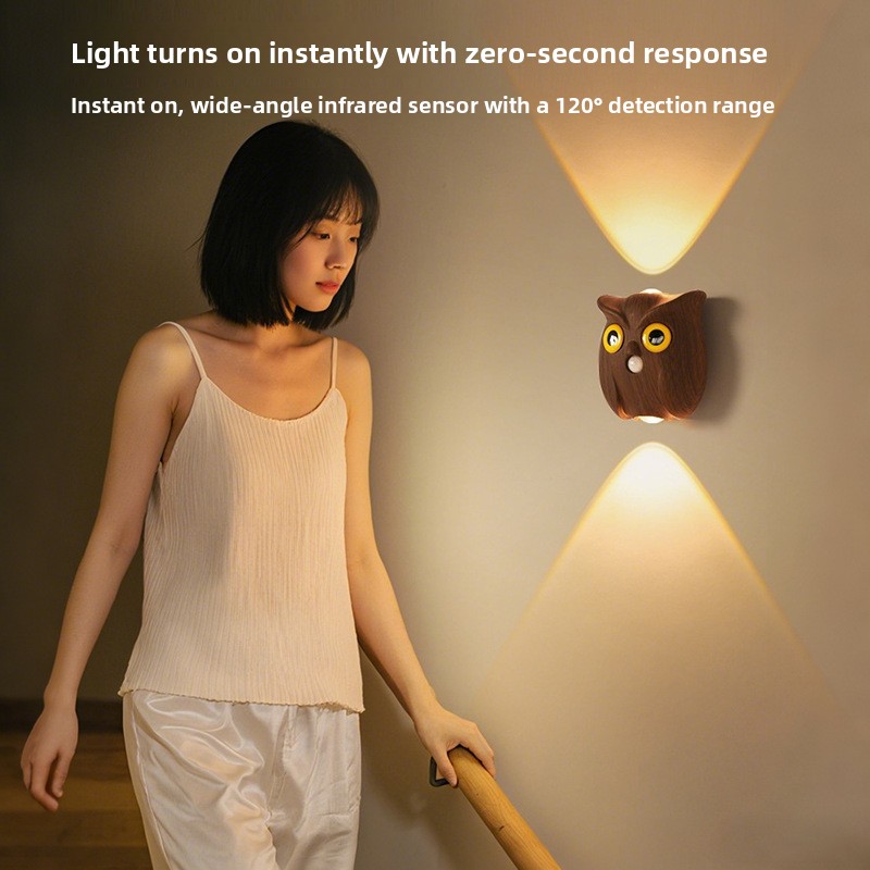 Cross-border Best-selling Sensor Owl Night Light Pendant For Corridors And Passageways, Rechargeable LED Wall Lamp_voghion.com