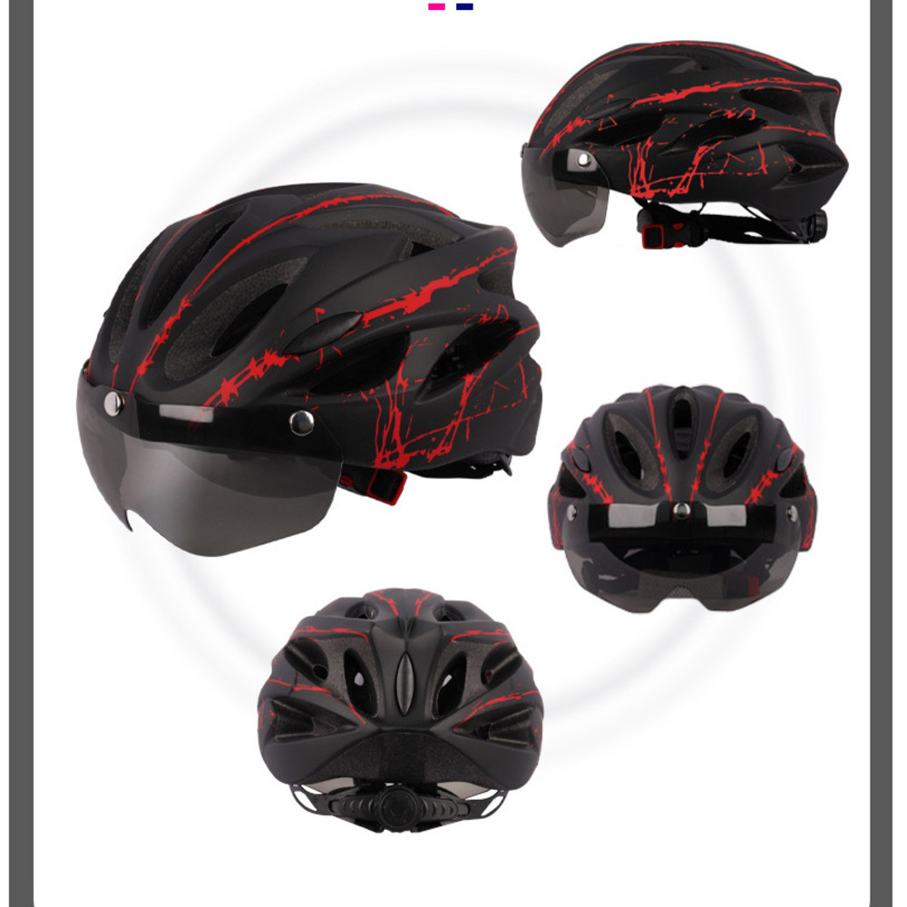 with Goggles Mountain Bike Riding Helmet Protection_voghion.com