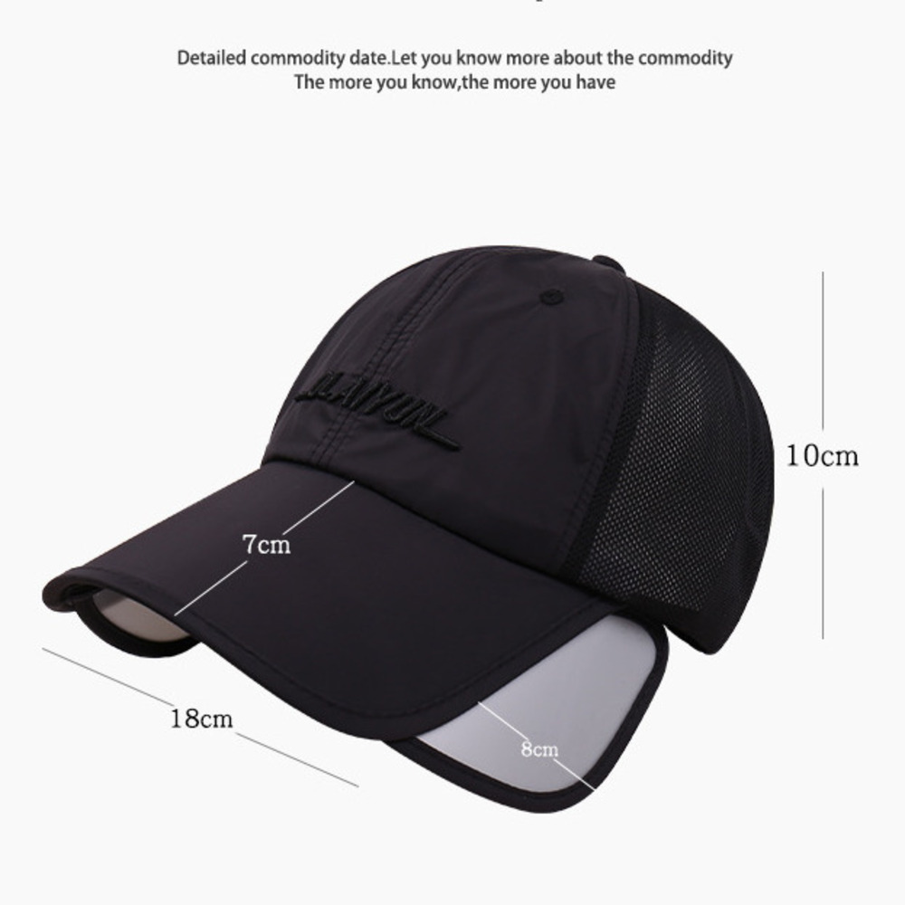 Quick-dry Baseball Cap With Retractable Brim Uv Protection Hat_voghion.com