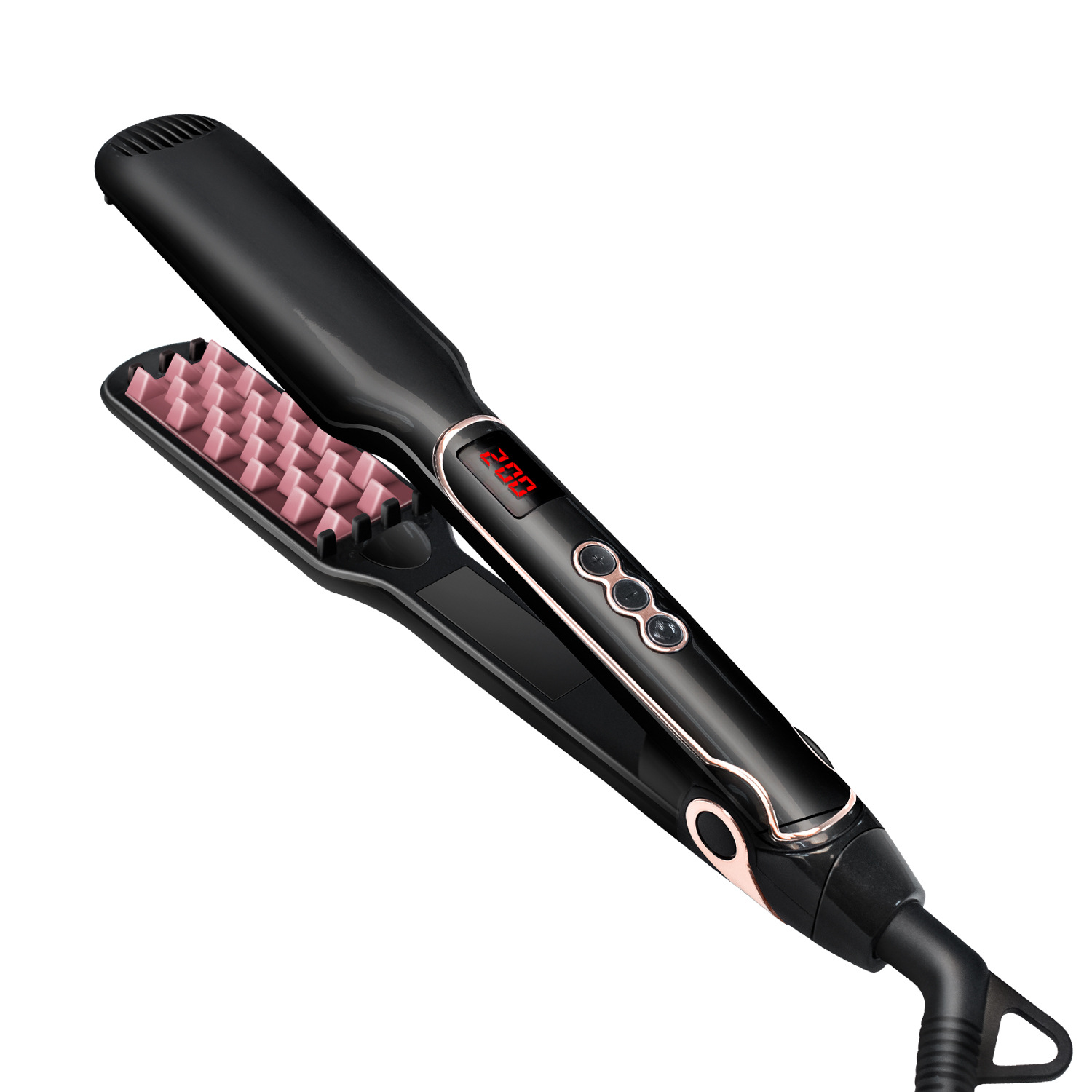 Grenzüberschreitender Bestseller: Karierter, flauschiger elektrischer Keramik-Haarglätter für Dauerwellen, Haarstyling-Tool für Zuhause, Lockenstab_voghion.com