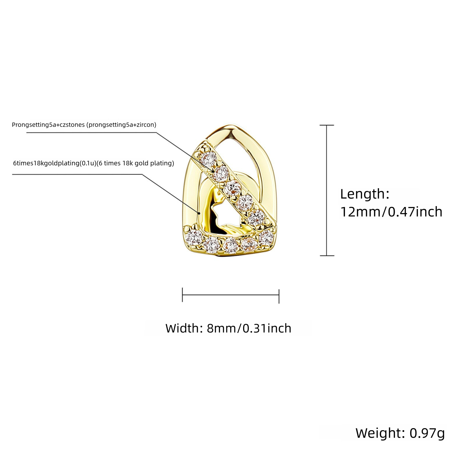 Full Diamond Cross Strap Dental Grill Trendy Single Tooth Accessory_voghion.com