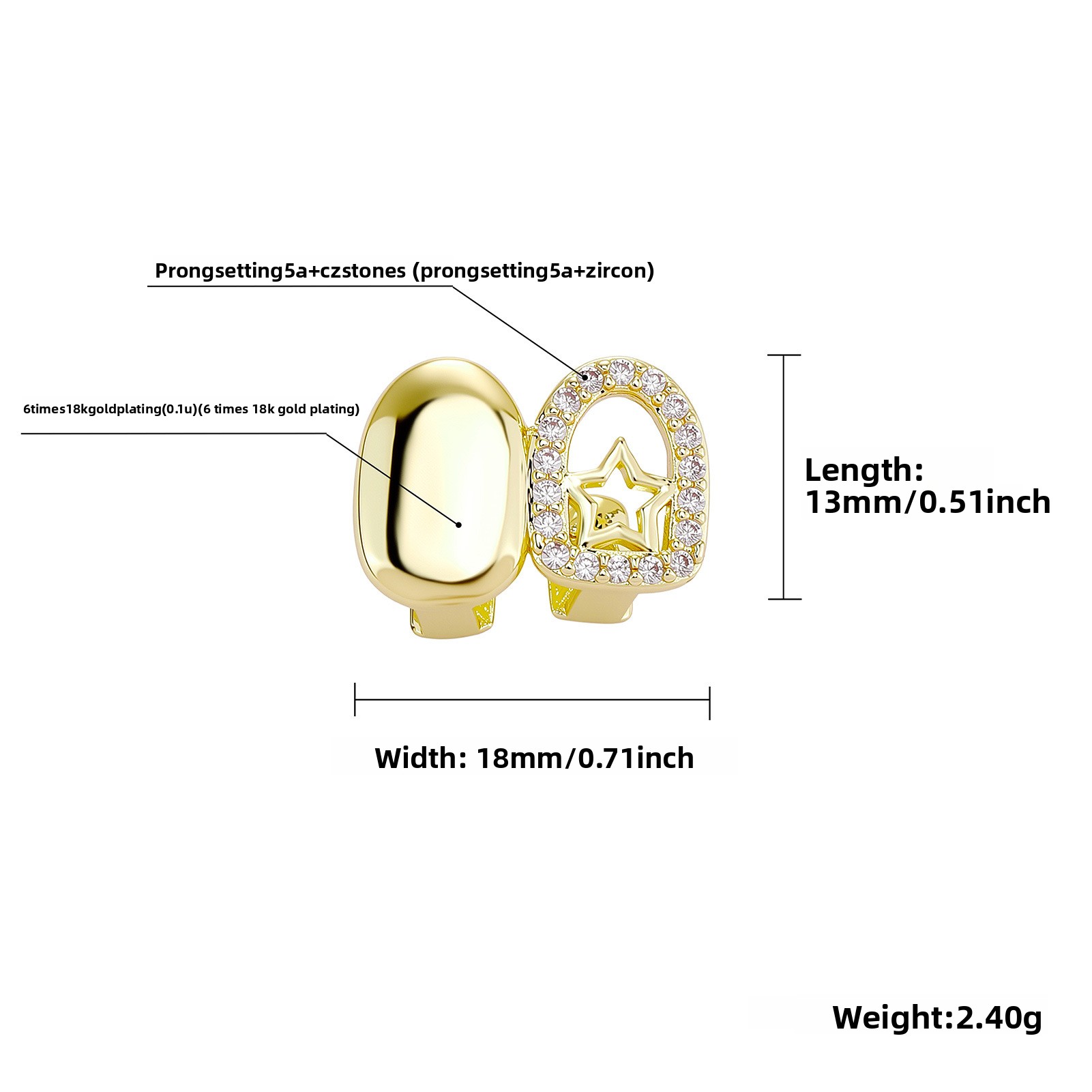 Vampire Fangs Dental Grill With Diamonds For Halloween Costume_voghion.com