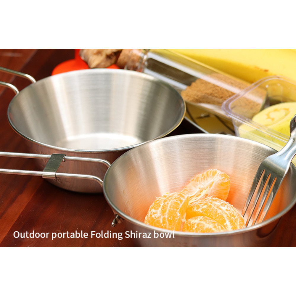 Outdoor Stainless Steel Camping Bowl, Foldable Tableware Portable Bowl And Chopsticks Storage Set_voghion.com