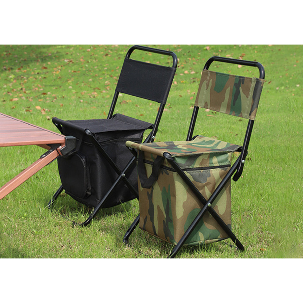 Portable Outdoor Camping Chair With Storage Bag Folding Stool_voghion.com