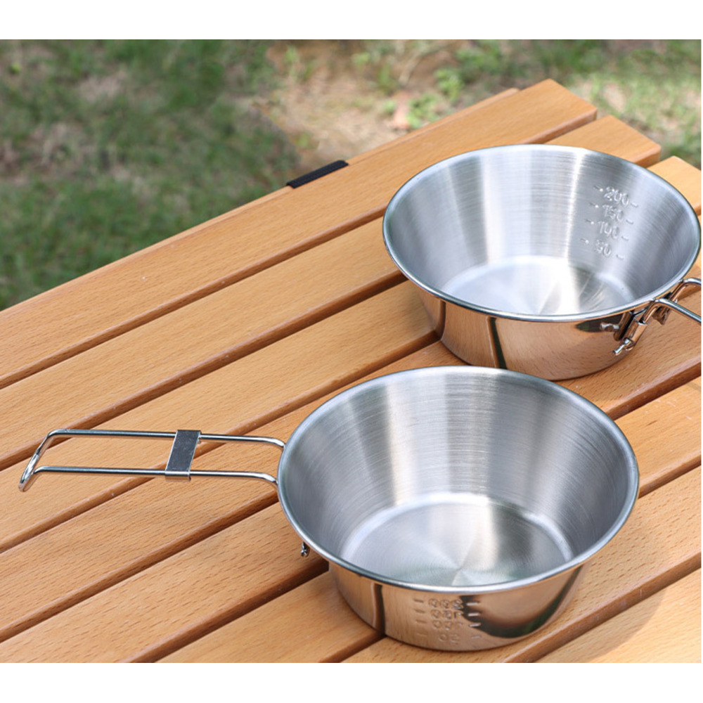 Outdoor Stainless Steel Camping Bowl, Foldable Tableware Portable Bowl And Chopsticks Storage Set_voghion.com