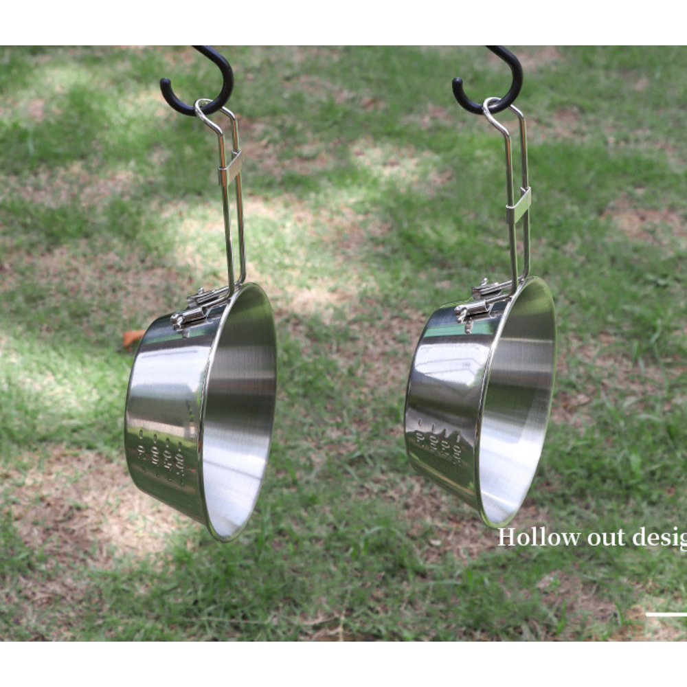 Outdoor Stainless Steel Camping Bowl, Foldable Tableware Portable Bowl And Chopsticks Storage Set_voghion.com