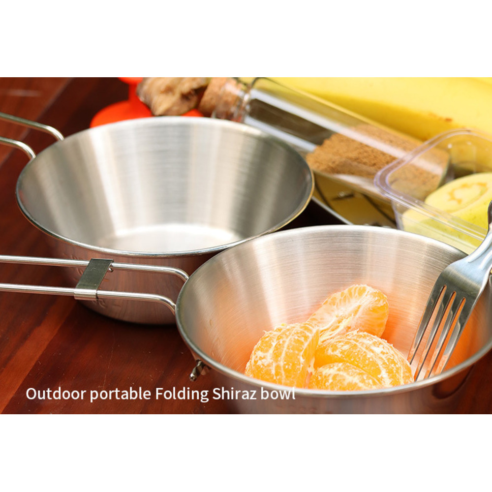 Outdoor Stainless Steel Camping Bowl, Foldable Tableware Portable Bowl And Chopsticks Storage Set_voghion.com