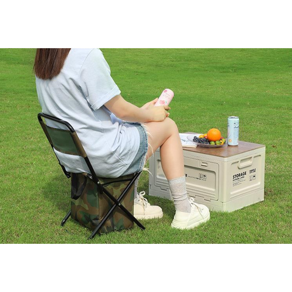 Portable Outdoor Camping Chair With Storage Bag Folding Stool_voghion.com