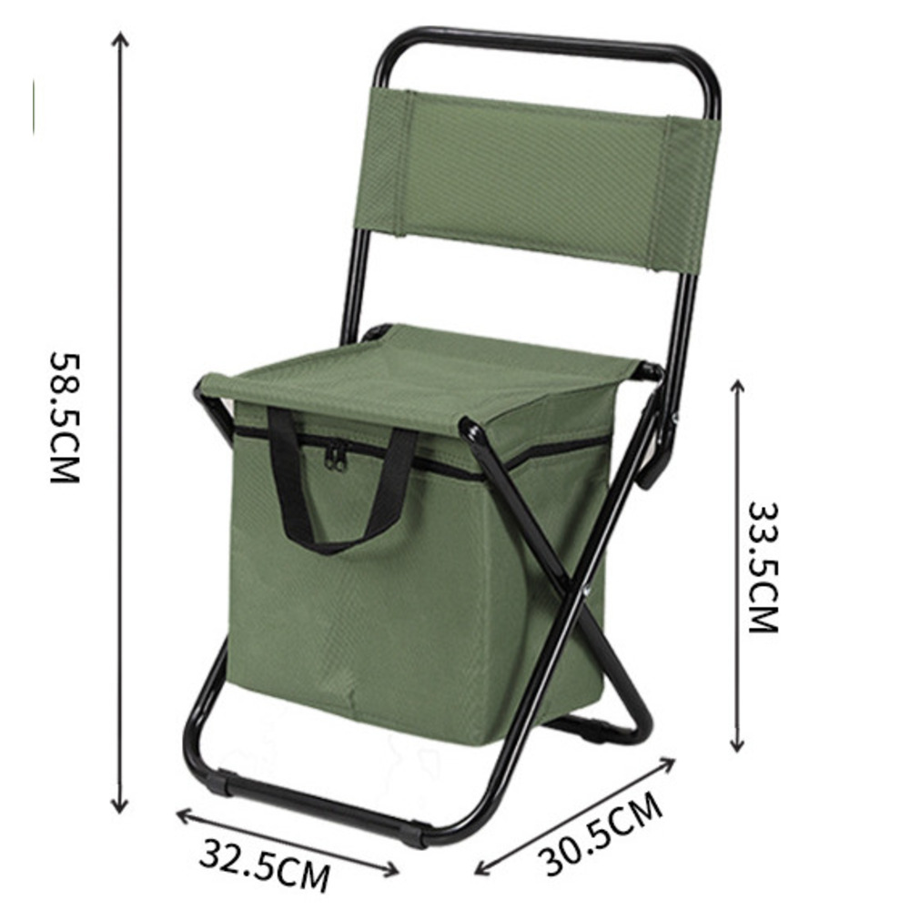 Portable Outdoor Camping Chair With Storage Bag Folding Stool_voghion.com