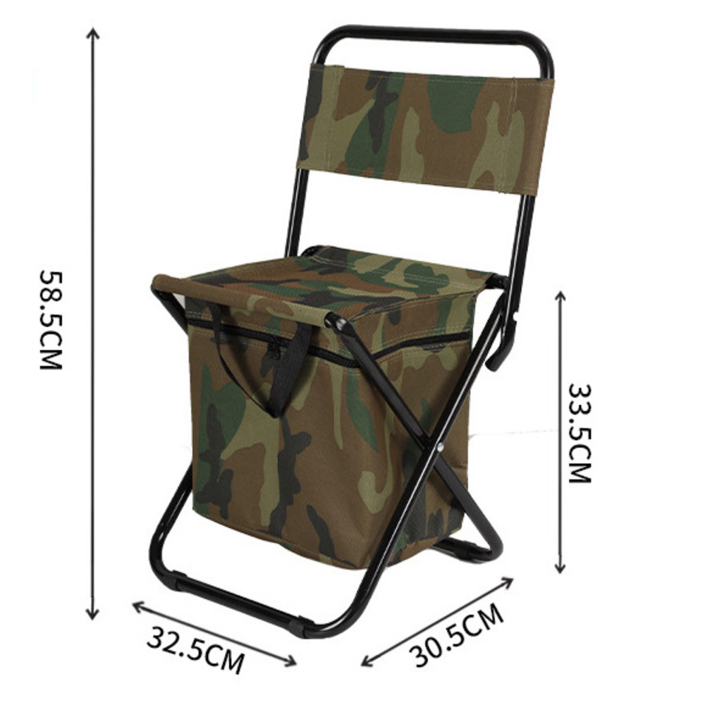 Portable Outdoor Camping Chair With Storage Bag Folding Stool_voghion.com