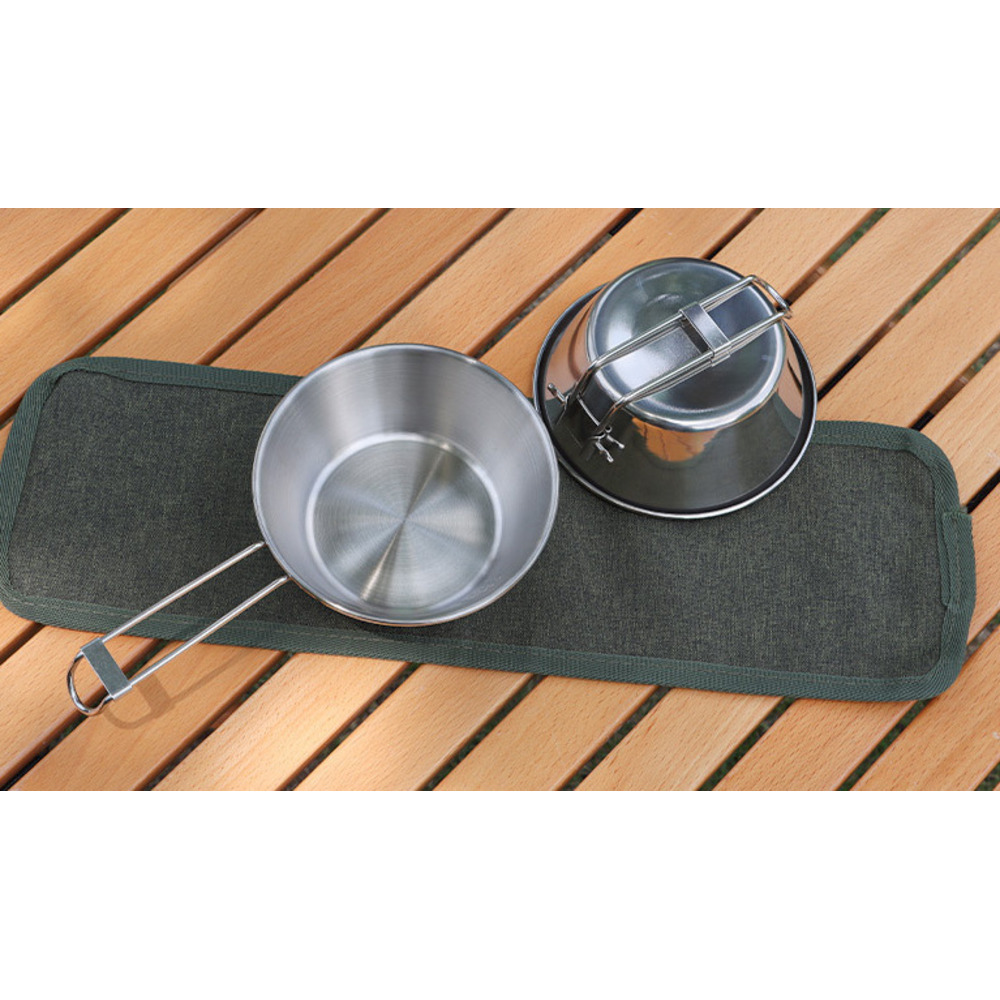 Outdoor Stainless Steel Camping Bowl, Foldable Tableware Portable Bowl And Chopsticks Storage Set_voghion.com