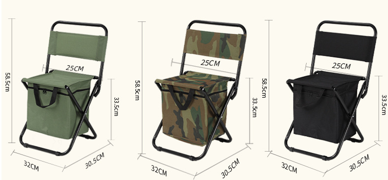 Portable Outdoor Camping Chair With Storage Bag Folding Stool_voghion.com