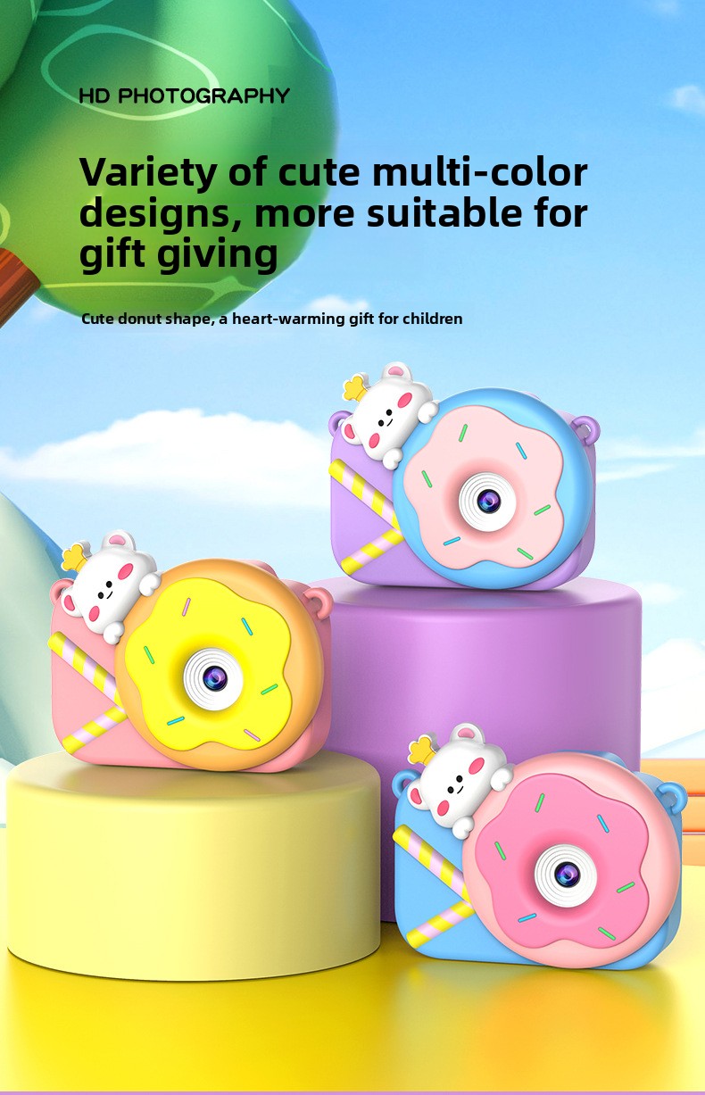 【High Quality】 Children's Cute HD Cartoon Video Small DSLR Dual Camera Mini Toy_voghion.com