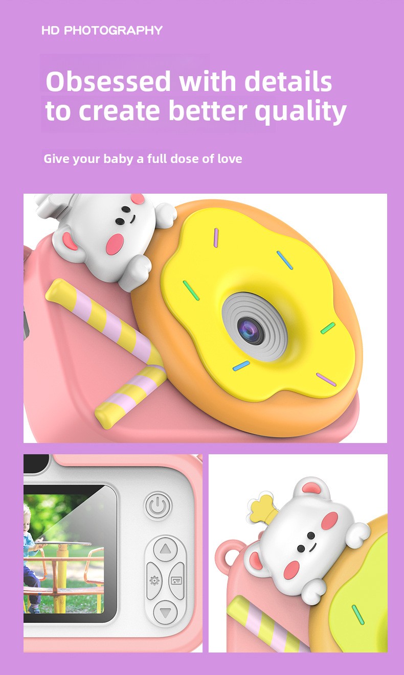 【High Quality】 Children's Cute HD Cartoon Video Small DSLR Dual Camera Mini Toy_voghion.com