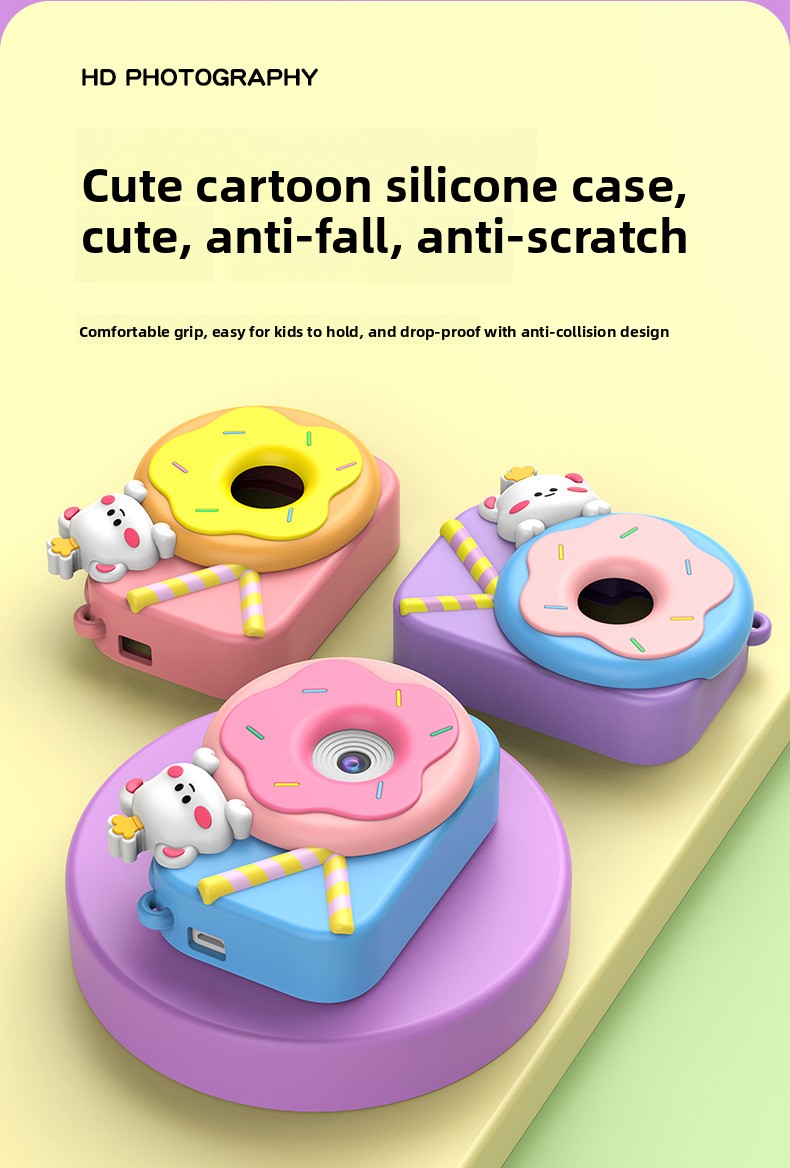 【High Quality】 Children's Cute HD Cartoon Video Small DSLR Dual Camera Mini Toy_voghion.com