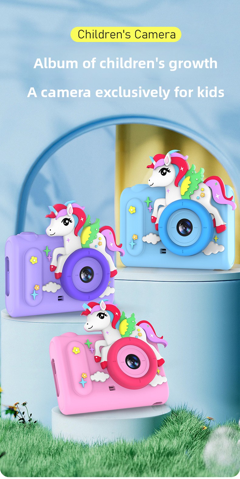 【High Quality】 New High-Definition Children's Camera With High Pixels, Cartoon Protective Case Toy, Can Take Photos And Transfer To_voghion.com