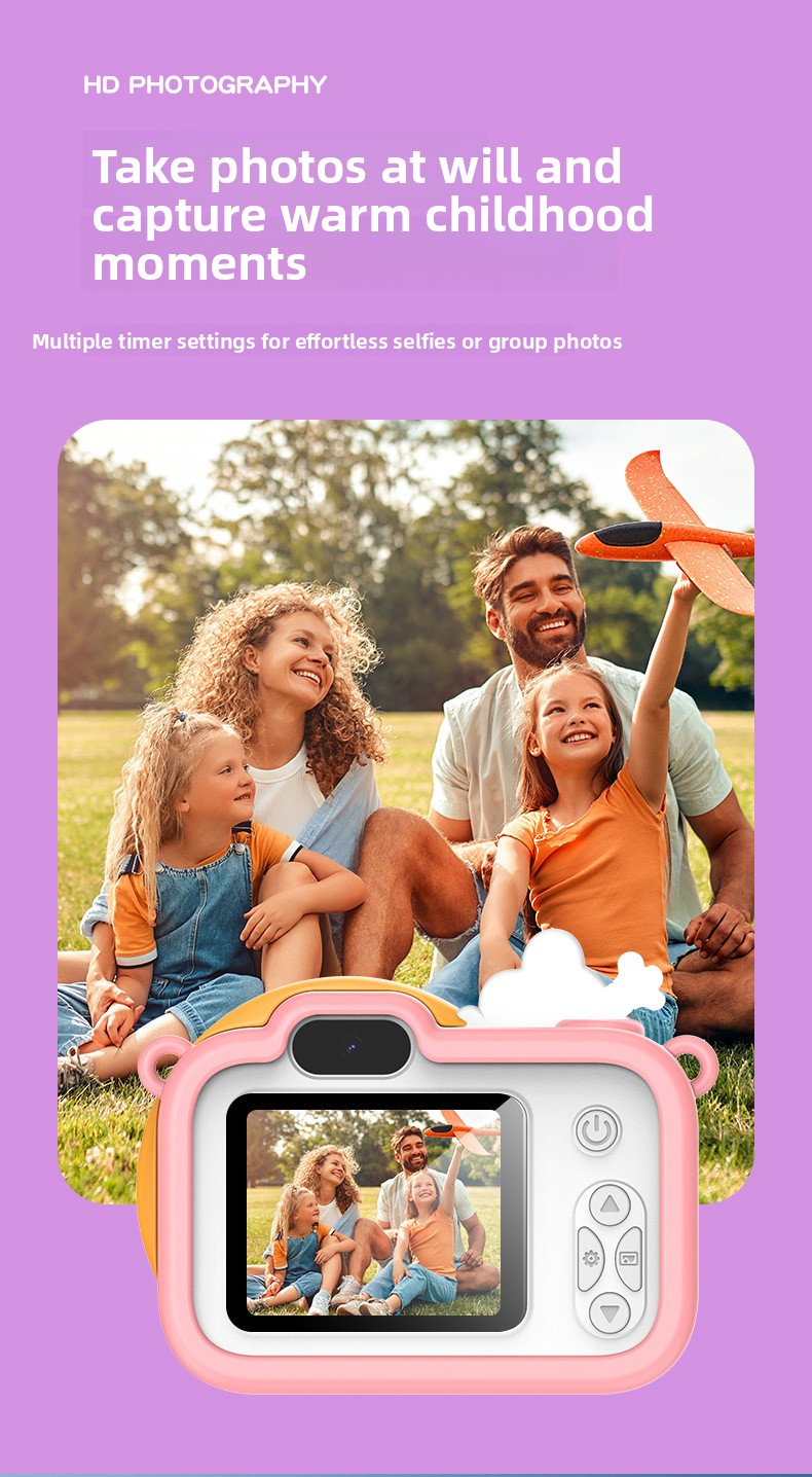 【High Quality】 Children's Cute HD Cartoon Video Small DSLR Dual Camera Mini Toy_voghion.com