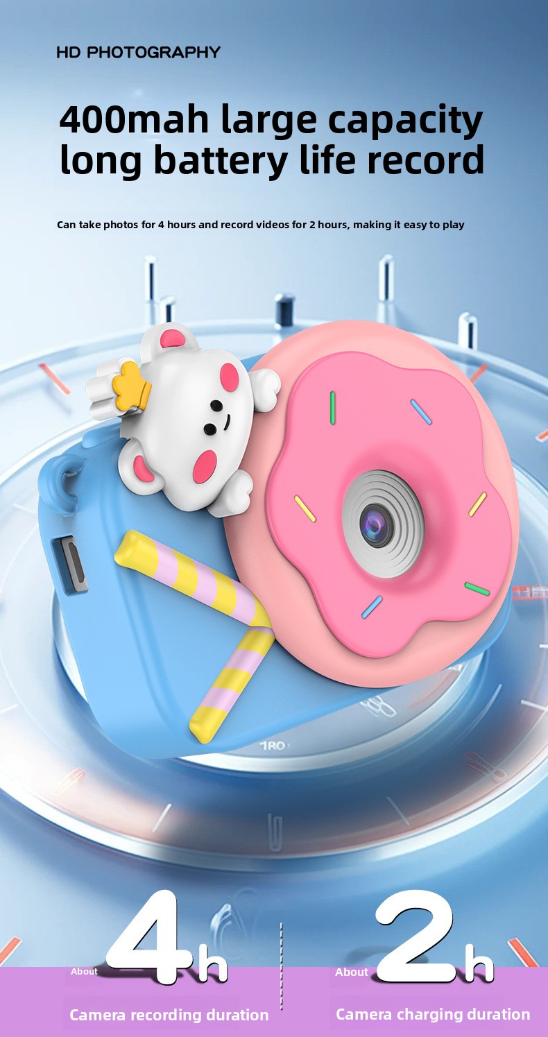 【High Quality】 Children's Cute HD Cartoon Video Small DSLR Dual Camera Mini Toy_voghion.com