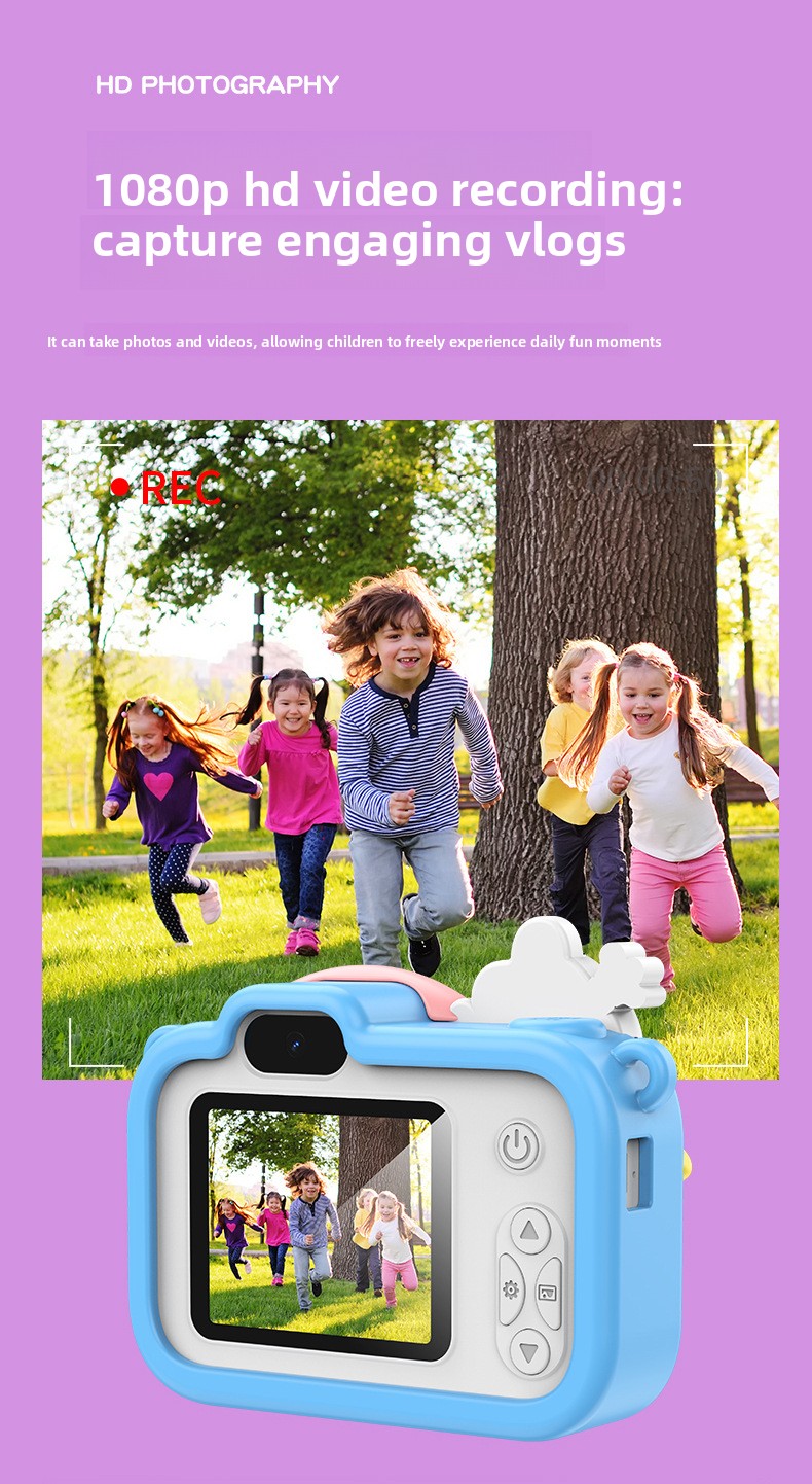 【High Quality】 Children's Cute HD Cartoon Video Small DSLR Dual Camera Mini Toy_voghion.com