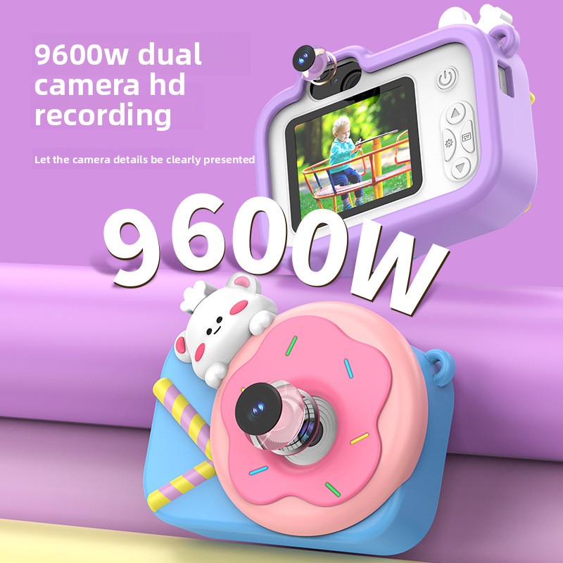 【High Quality】 Children's Cute HD Cartoon Video Small DSLR Dual Camera Mini Toy_voghion.com