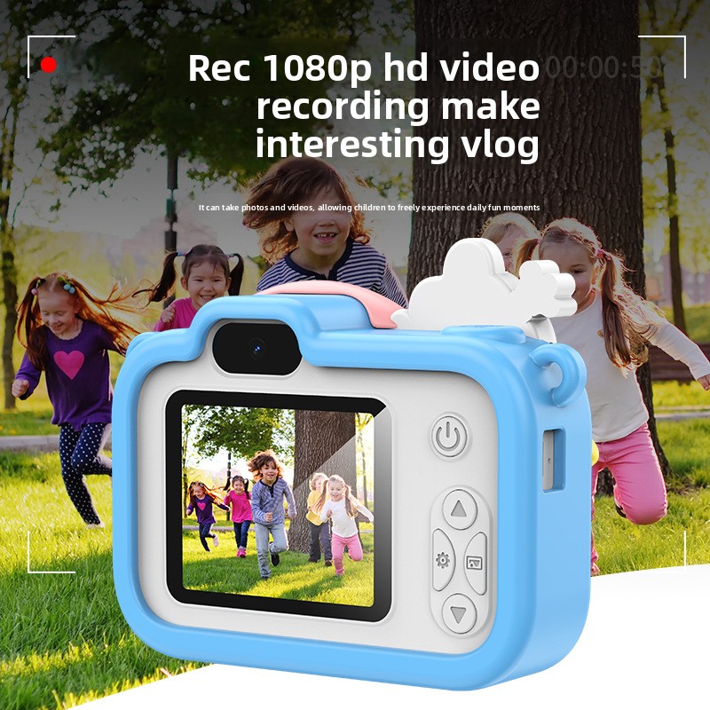 【High Quality】 Children's Cute HD Cartoon Video Small DSLR Dual Camera Mini Toy_voghion.com