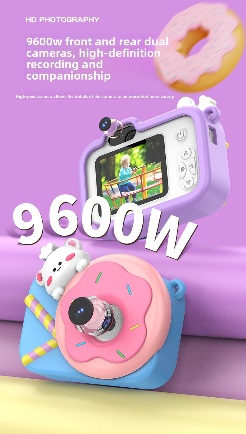 【High Quality】 Children's Cute HD Cartoon Video Small DSLR Dual Camera Mini Toy_voghion.com
