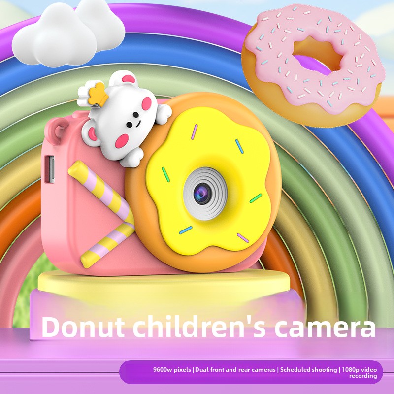 【High Quality】 Children's Cute HD Cartoon Video Small DSLR Dual Camera Mini Toy_voghion.com