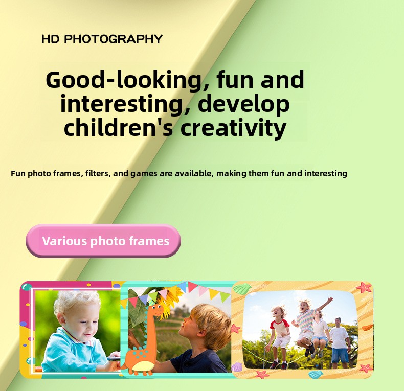 【High Quality】 Children's Cute HD Cartoon Video Small DSLR Dual Camera Mini Toy_voghion.com