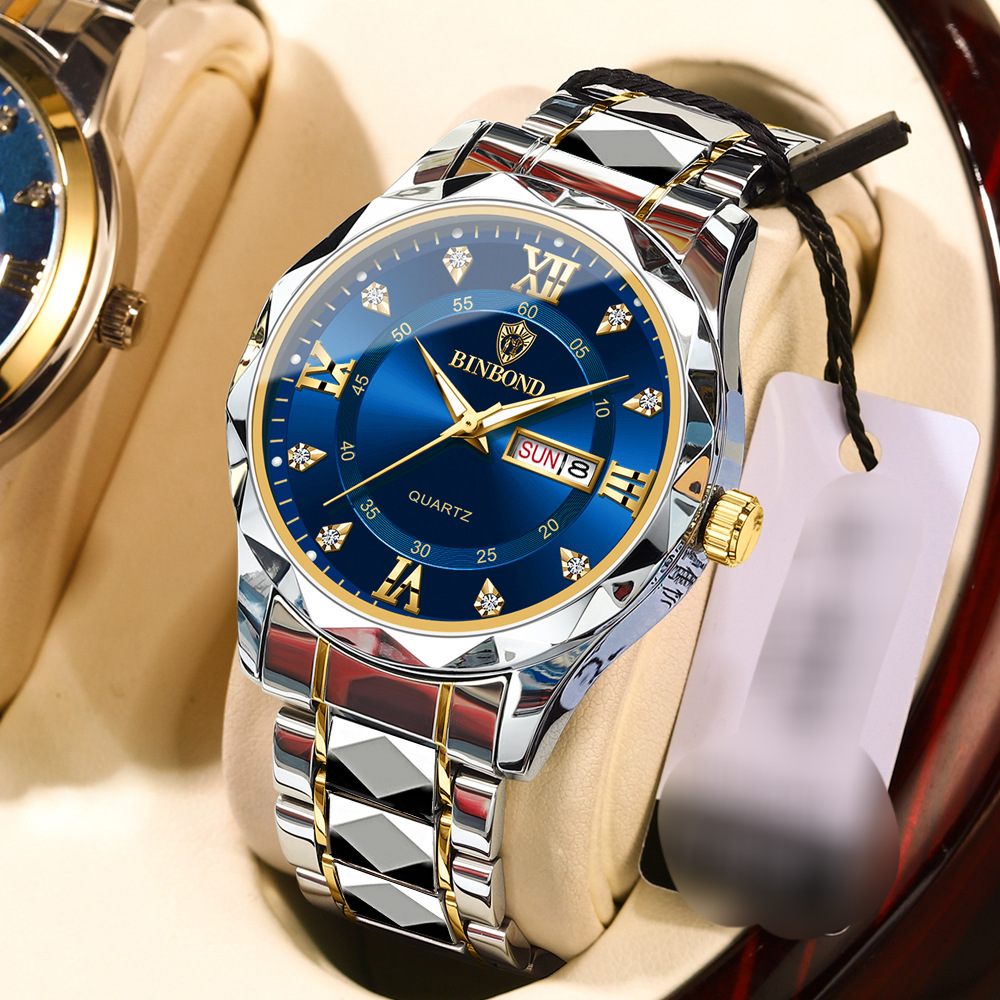Binbang BINBOND Nightlight Waterproof Business Quartz Watch Men's Brand_voghion.com