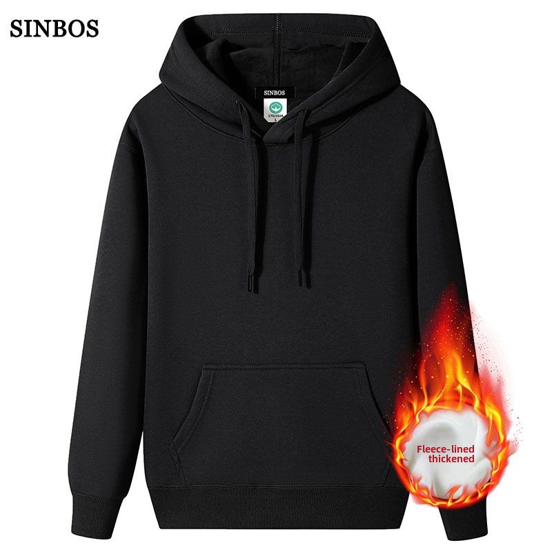 Spring Men's High-End Hooded Sweatshirt With Fleece Lining, Casual Base Layer, Black Long-Sleeve T-Shirt, New Autumn And_voghion.com