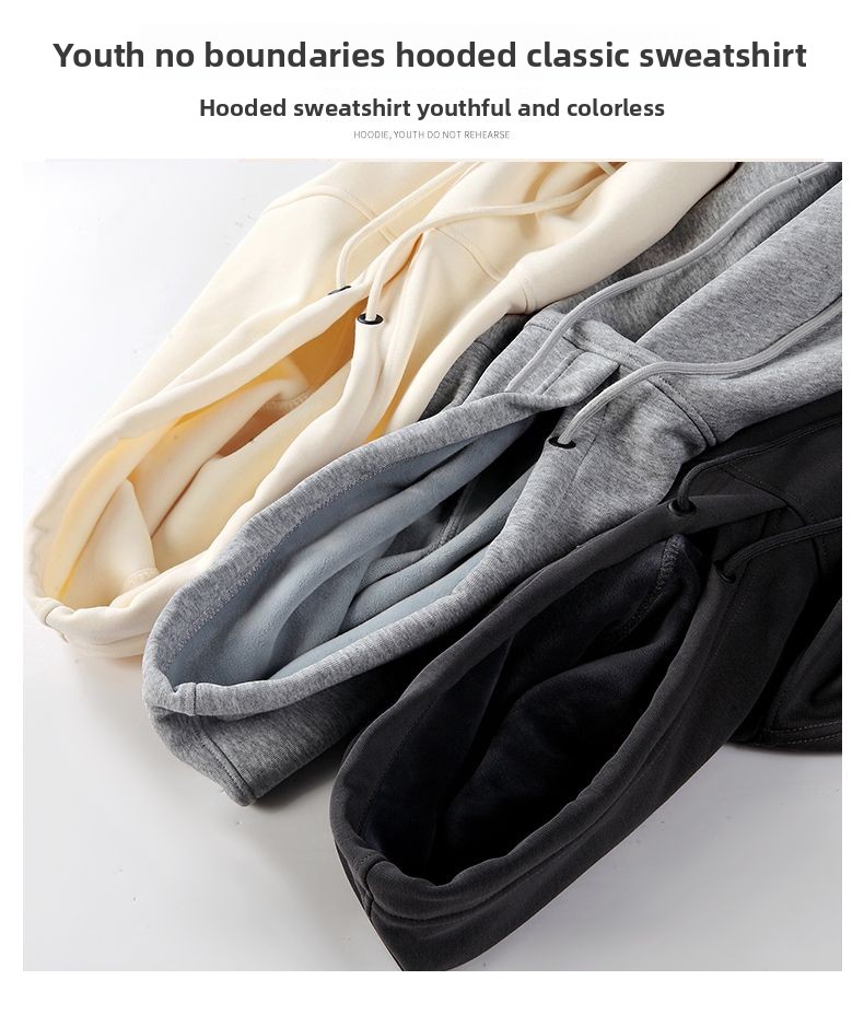 Spring Men's High-End Hooded Sweatshirt With Fleece Lining, Casual Base Layer, Black Long-Sleeve T-Shirt, New Autumn And_voghion.com