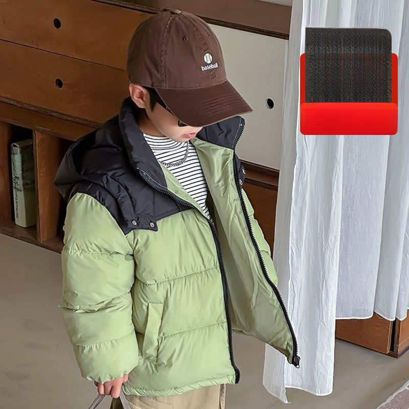 Winter Children's Short Style Outerwear Stylish Color Block Thickened Warm Lightweight Down Jacket For Kids_voghion.com