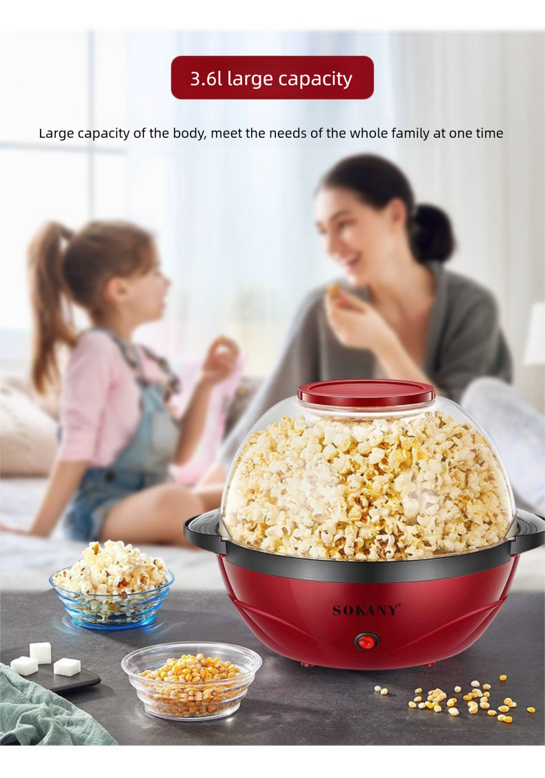 3.6L Fully Automatic Popcorn Maker Household Machine Kitchen Appliances_voghion.com