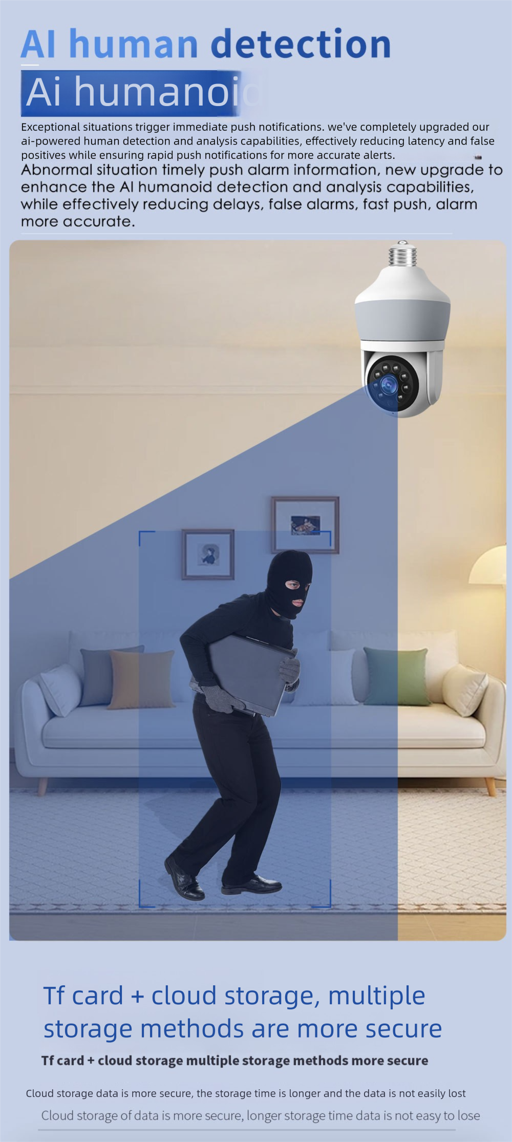 5MP Smart Surveillance Camera Indoor HD Night Vision Mobile Remote E27 Bulb Head Monitoring_voghion.com