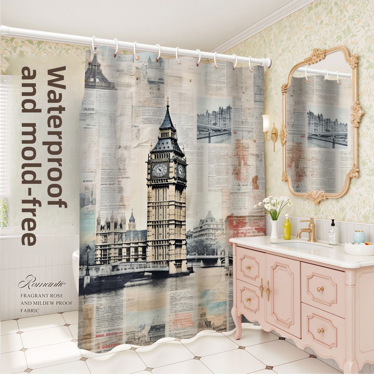 Polyester Is Water-repellent Mold-resistant, No Drilling Required, Creating A Nostalgic Bathing Space Suitable For Use_voghion.com