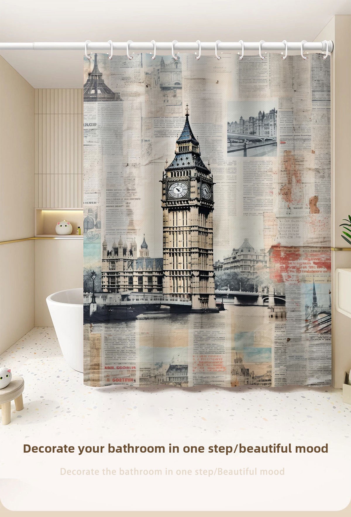 Polyester Is Water-repellent Mold-resistant, No Drilling Required, Creating A Nostalgic Bathing Space Suitable For Use_voghion.com