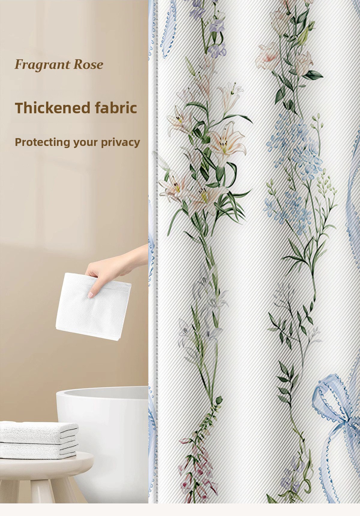 Polyester Waterproof Mildew-proof Curtain Set, No Nails Or Drilling Required, Easy To Install, Suitable For Dormitory_voghion.com