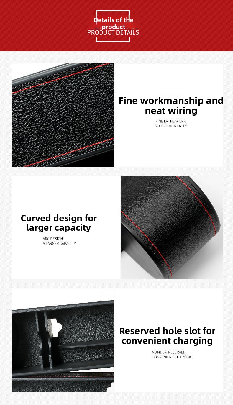 Boîte de rangement multifonctionnelle pour siège/entretoises de voiture, avec commande centrale._voghion.com