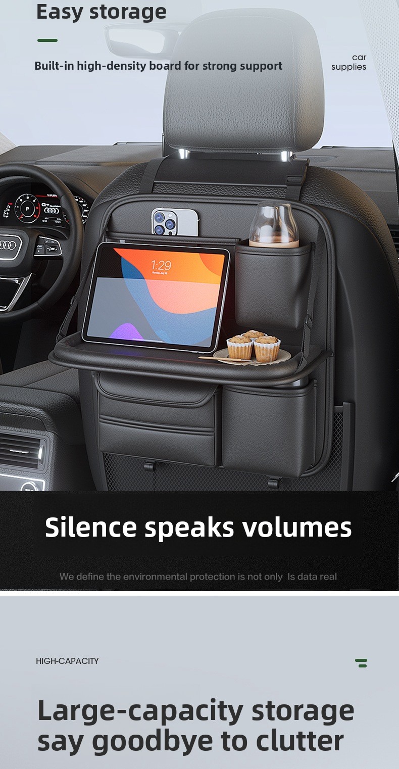 Kleiner Tisch-Sitz-Organizer mit Rückenlehne, hängende Auto-Aufbewahrungstasche aus Leder_voghion.com