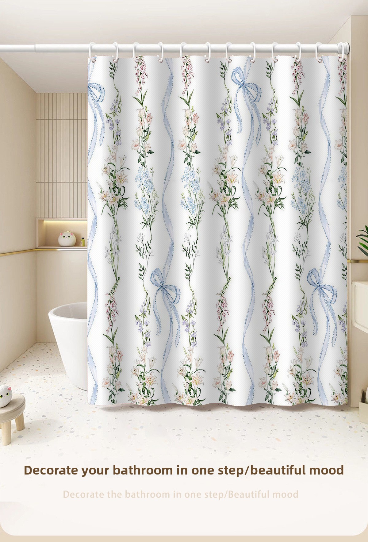 Polyester Waterproof Mildew-proof Curtain Set, No Nails Or Drilling Required, Easy To Install, Suitable For Dormitory_voghion.com