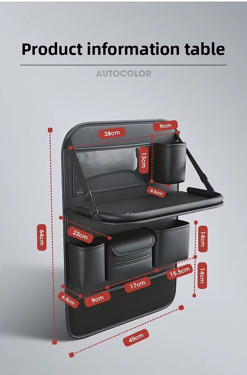 Kleiner Tisch-Sitz-Organizer mit Rückenlehne, hängende Auto-Aufbewahrungstasche aus Leder_voghion.com