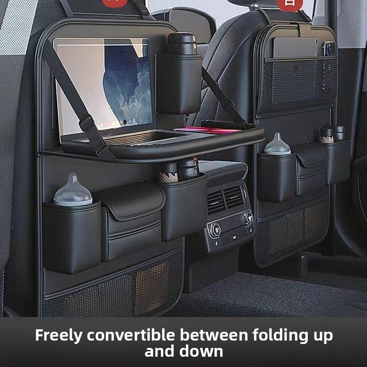 Kleiner Tisch-Sitz-Organizer mit Rückenlehne, hängende Auto-Aufbewahrungstasche aus Leder_voghion.com