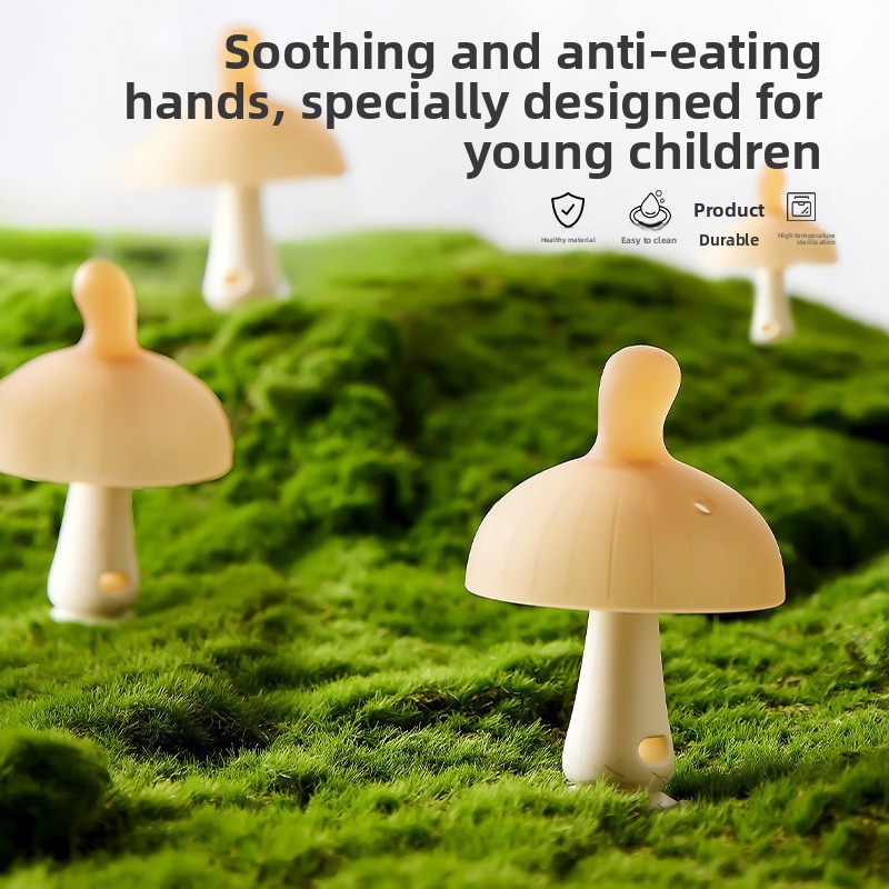 New Mushroom Teether Baby Oral Period Teething Stick Anti-Eating Hand Food Grade Silicone Soothing Supplies_voghion.com