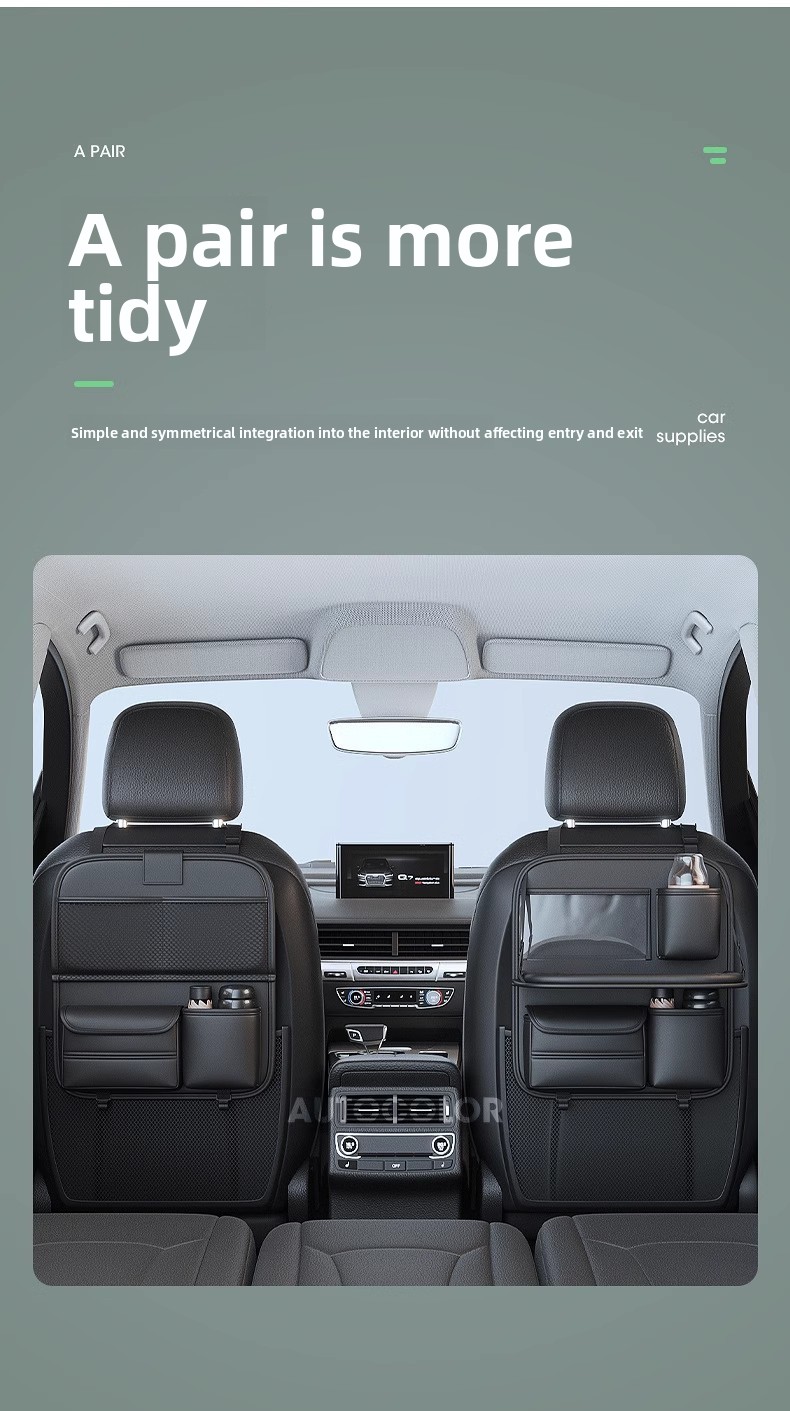 Kleiner Tisch-Sitz-Organizer mit Rückenlehne, hängende Auto-Aufbewahrungstasche aus Leder_voghion.com