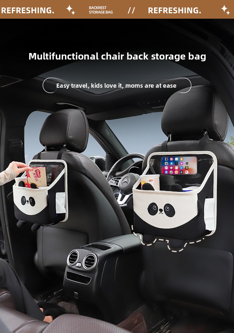 Trash Can Multi-Functional Bag Cartoon Car Seat Back Hanging Storage Box_voghion.com